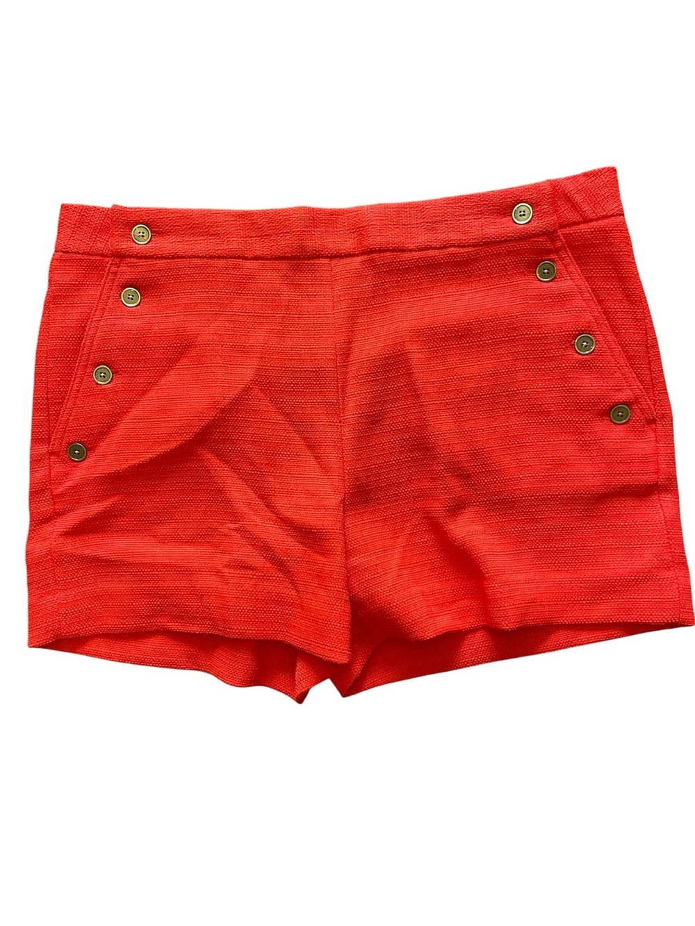 Banana Republic Coral-Red Button Accent Bermuda Shorts
